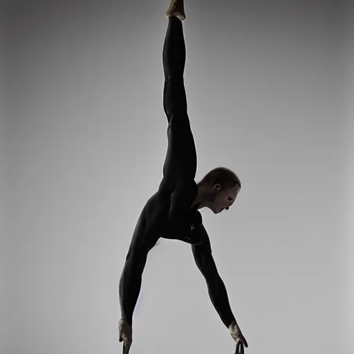 Image similar to realistic expired kodak film full body portrait of an gymnast, hyperrealism, hypermaxiymalism, photorealistic, detailed, atmospheric, 8 k, award winning photography, cinematic