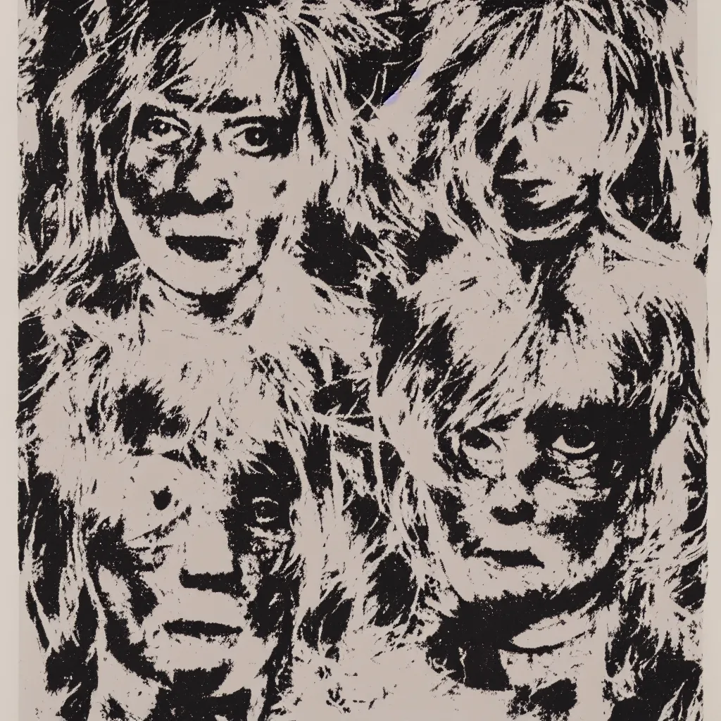 Image similar to individual silk screen portrait of alien by andy warhol