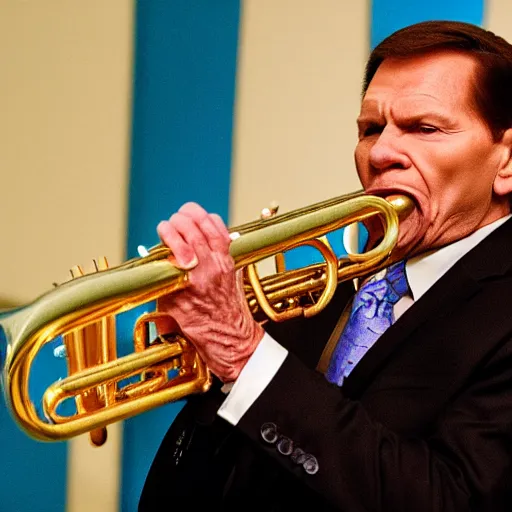 Image similar to kenneth copeland playing trumpet in church