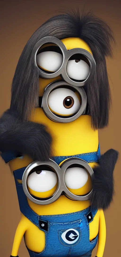 Image similar to phone wallpaper of a photo portrait of a minion posing, professional photo