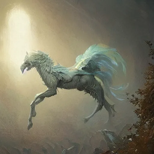 Image similar to a beautiful new creature from folklore, clear detailed view. ethereal fantasy art by greg rutkowski