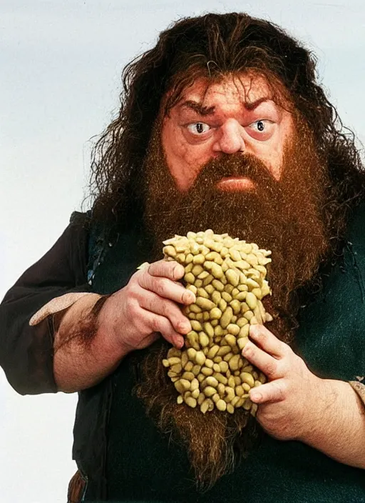 Image similar to PS1 Hagrid messily eating beans