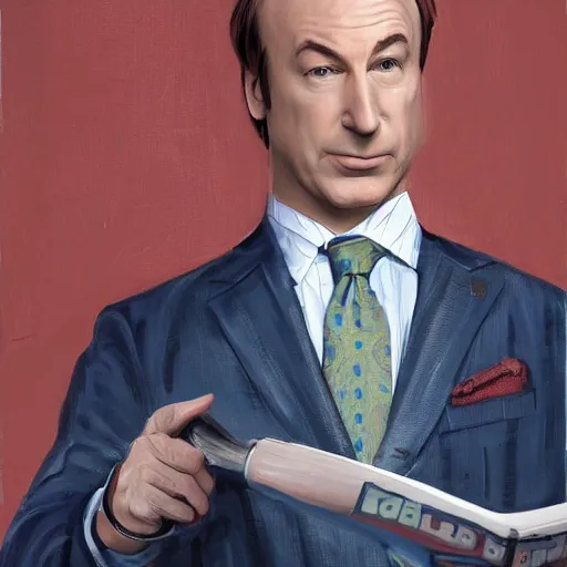 Image similar to bob odenkirk as saul goodman, painting by raphael