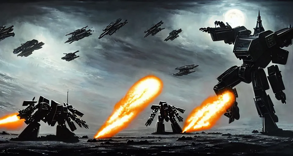 Prompt: hyper realistic sci - fi matte concept art painting of epic cinematic battle between michael bay transformer mecha fighting on the moon, guns, missiles, explosions, beautiful details, strong composition painted by kim jung guweta studio rutkowski, james gurney and greg rutkowski, and lucasfilm, smooth, intricate, detailed, sharp focus, cinematic