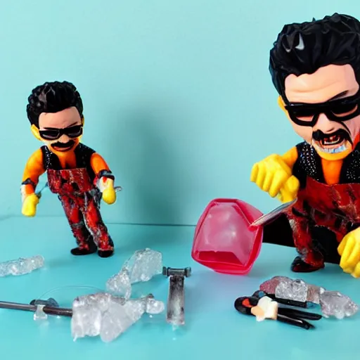 Image similar to cooking crystal meth, stop motion vinyl action figure, plastic, toy, butcher billy style