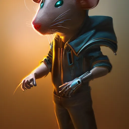 Image similar to cyberpunk mouse folk engineer, high resolution, digital art, trending on artstation, 4 k