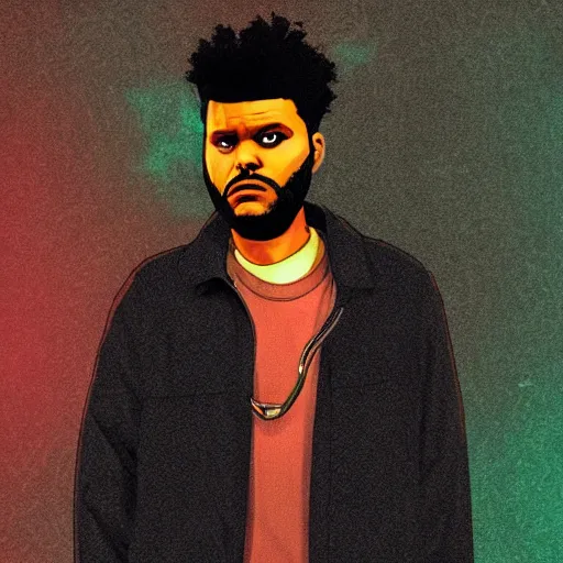 Image similar to the weeknd in the style of gta v artwork, digital art, dark lighting