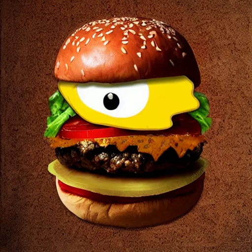 Image similar to kevin bacon face wrapped inside a cheeseburger