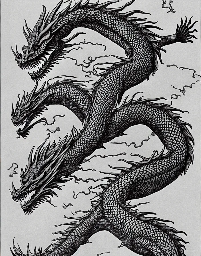 Prompt: dragon by m. c. escher