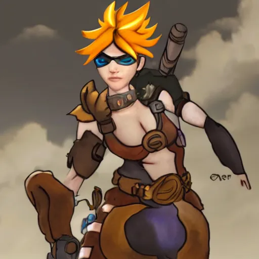 Image similar to tracer from overwatch as a barbarian