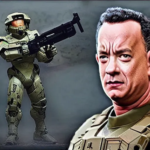 Prompt: Tom Hanks as a marine from Halo, highly detailed, cinematic