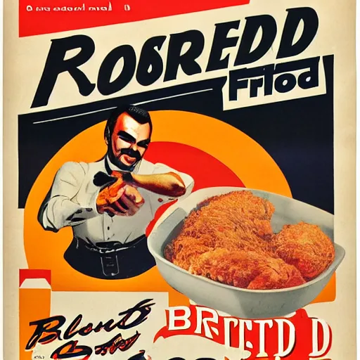 Image similar to vintage ad for Burt Reynolds fried chicken