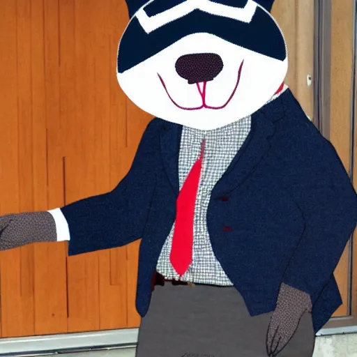 Prompt: an anthropomorphic badger wearing dressed as a professor.