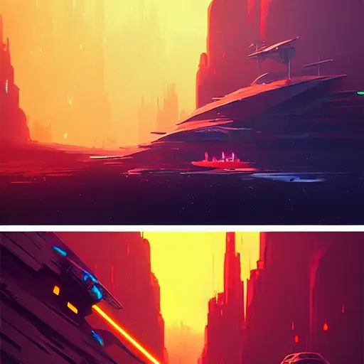 Image similar to star wars concept art, scenic environment, cyberpunk style, artwork by anton fadeev