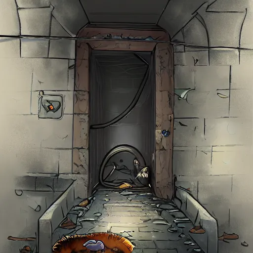 Prompt: a rat explores the sewers, artstation