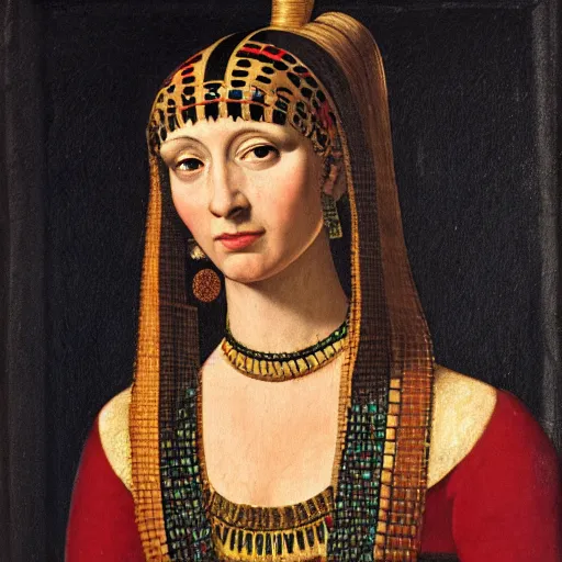 Image similar to a renaissance style portrait painting of Cleopatra