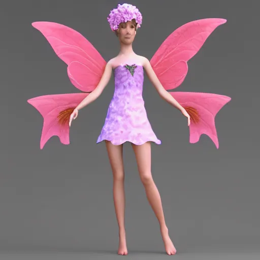 Image similar to 3 d render of a cute flower fairy