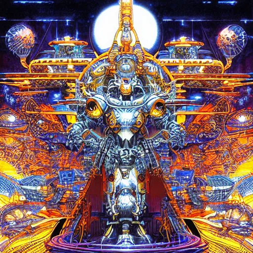 Image similar to cybertronic hindu temple, symmetrical, by yoichi hatakenaka, masamune shirow, josan gonzales and dan mumford, ayami kojima, takato yamamoto, barclay shaw, karol bak, yukito kishiro