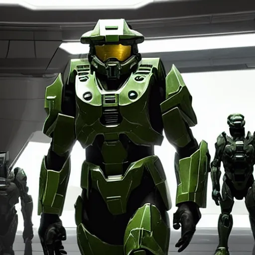 Image similar to film still of master chief from halo