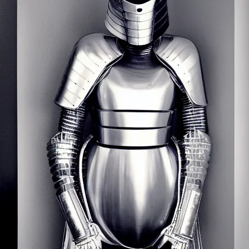 Image similar to a paladin wearing issey miyake armor in a bathroom, portrait, fashion photography, by mario testino, davide sorrenti, jemal shabazz