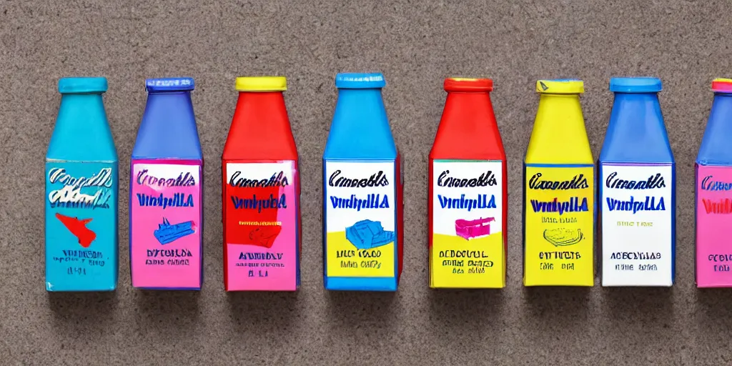 Image similar to a carton of milk in the style of andy warhol