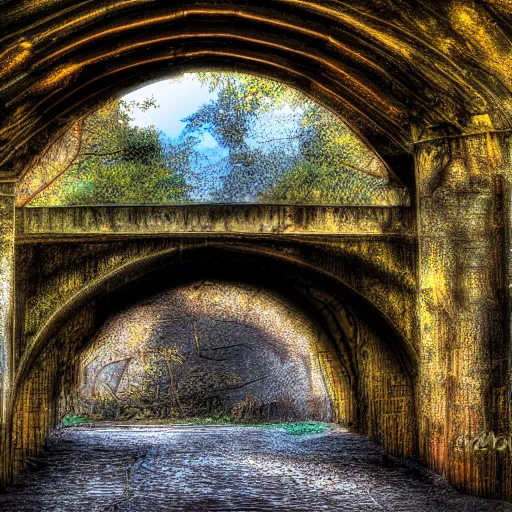 Prompt: a troll living under a medieval bridge realistic 3 5 mm hdr professional photograph