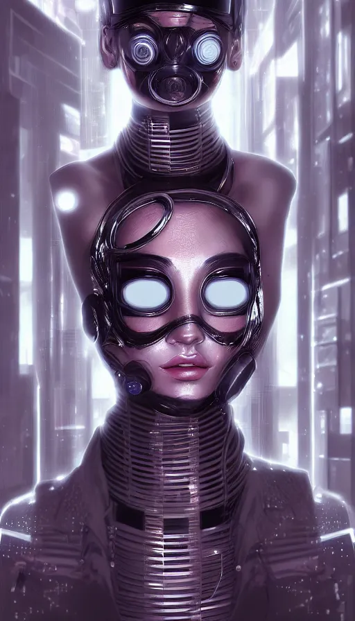 Image similar to face mask on beautiful woman face, cyberpunk art by kuno veeber, cgsociety, computer art, ultra detailed, futuristic, anime aesthetic