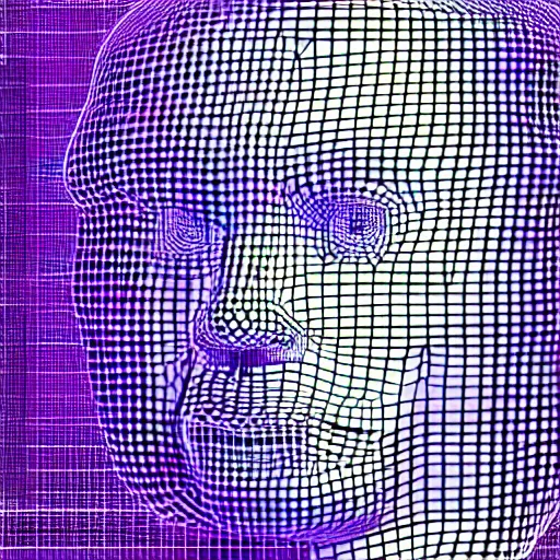 Image similar to a 3d human head made up of shiny holograms