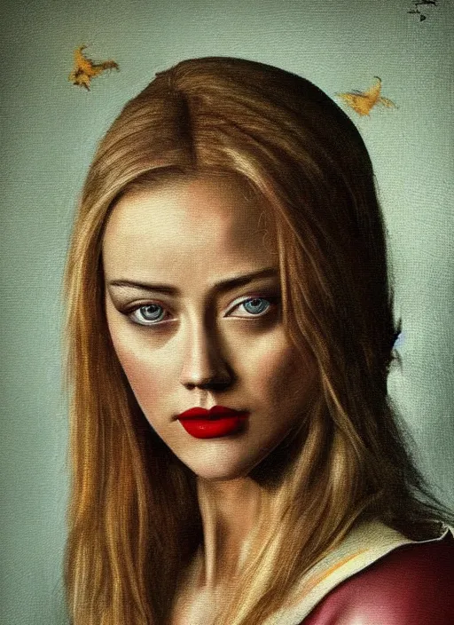 Prompt: amber heard painted by hieronymus bosch, detailed digital art, trending on Artstation