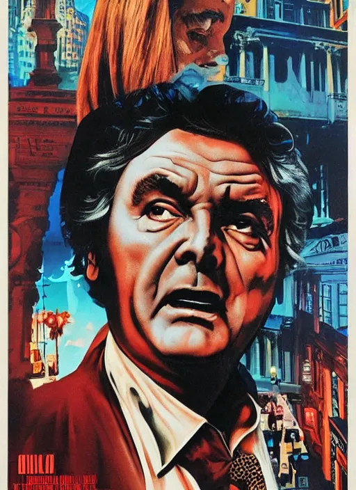 Image similar to a poster of columbo in the exorcist ( 1 9 7 3 ), poster art by john carpenter, featured on deviantart, toyism, movie poster, concert poster, poster art