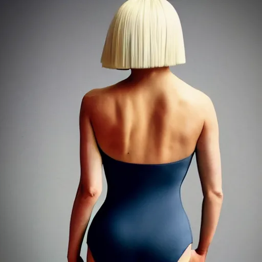 Image similar to sia furler leotard photoshoot artistic from behind