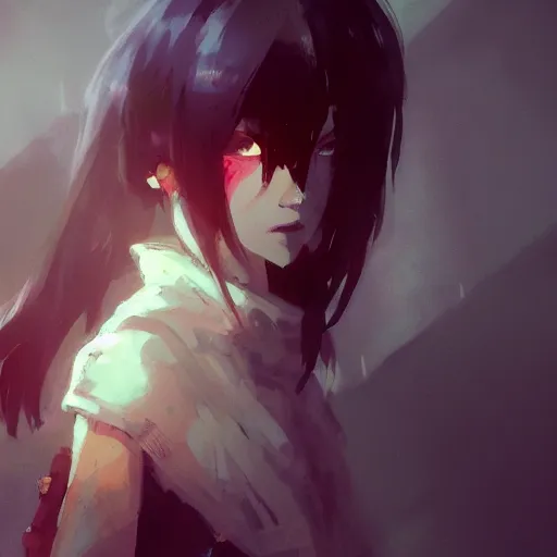 Image similar to a cute girl with long hair crying, cinematic lighting, dramatic atmosphere, artwork by dustin nguyen, akihiko yoshida, greg tocchini, greg rutkowski, cliff chiang, 4 k resolution, trending on artstation