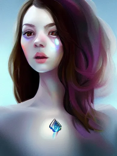 Prompt: girl with crystal in face, portrait, digital painting, elegant, beautiful, highly detailed, artstation, concept art