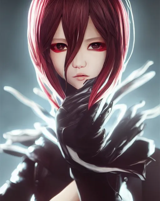 Image similar to beautiful portrait of code vein character, tzuyu from twice in code vein in the paintetly style of WLOP, artgerm, yasutomo oka, rendered in unreal engine , dynamic dramatic lighting, imagine fx, artstation