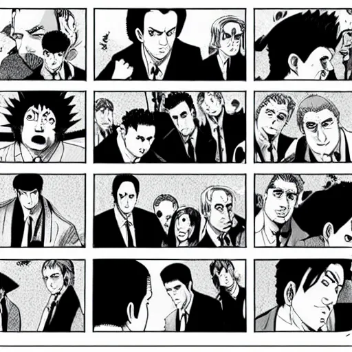 Image similar to The Sopranos created by Kishimoto pen and ink Manga panel action sequence