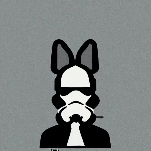 Image similar to individual furry stormtrooper silk screen portrait beeple style