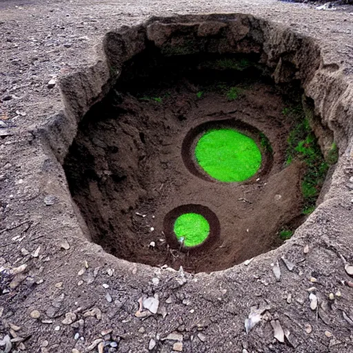 Prompt: a hole in the ground for another dimension