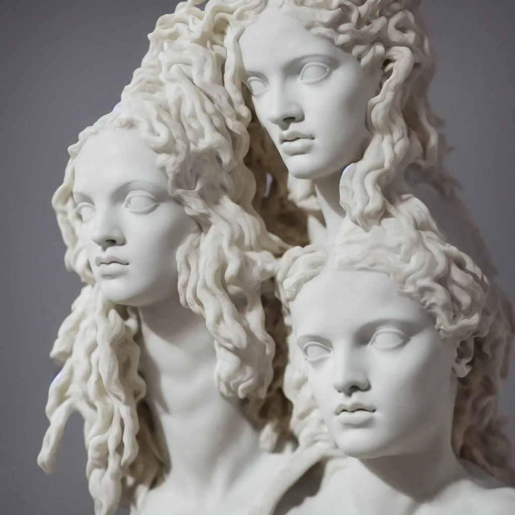 Image similar to portrait of rihanna as an ancient greek sculpture, white marble, ultra realistic, studio photo, 5 0 mm, detailed.
