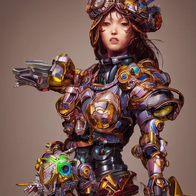Image similar to studio portrait of lawful good colorful female holy mecha paladin absurdly beautiful, elegant, young skinny bikini model, ultrafine hyperrealistic detailed face illustration by kim jung gi, irakli nadar, intricate linework, sharp focus, bright colors, matte, octopath traveler, final fantasy, unreal engine highly rendered, global illumination, radiant light, intricate environment