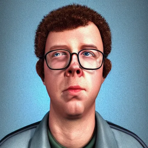 Image similar to photo portrait of the lovechild of napoleon dynamite and paul blart from new york, realistic, hyperrealistic, 8 k resolution, hd quality, very detailed, highly detailed, intricate details, real life, real world, trending on artstation, digital art, really realistic, very realistic, headshot, head in frame, stock image