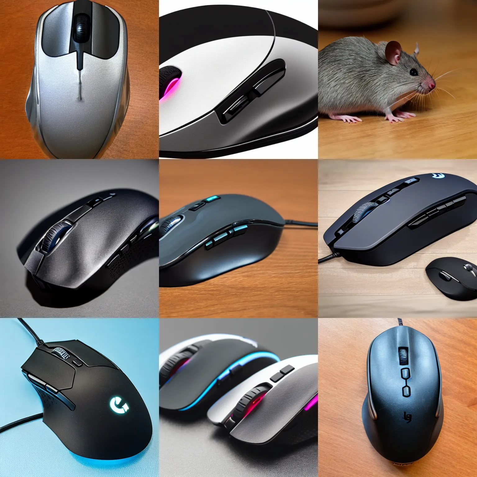 Prompt: a logitech gaming mouse - rat