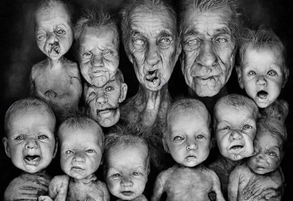 Prompt: full frame dr. seuss new born babies, anthropomorphic by lee jeffries, gelatin silver process photo, h. r. giger, by lee jeffries