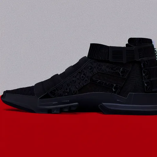 Image similar to product photography of cyberpunk hypebeast sneakers