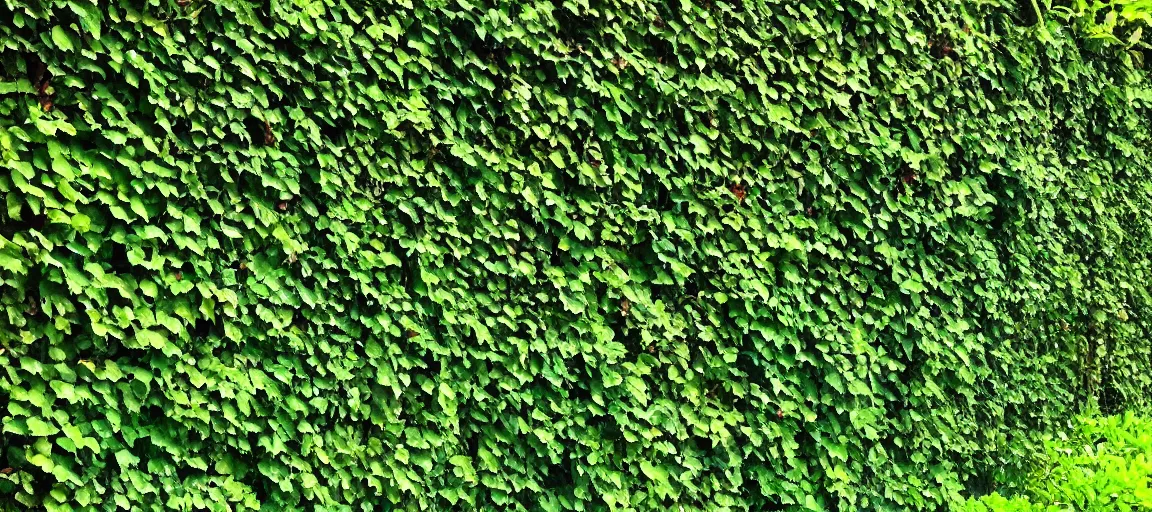 Prompt: a very beautiful green wall of vines and leaves and flowers,