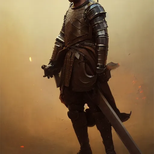 Image similar to a dramatic epic ethereal portrait of a medieval soldier, full body with dynamic pose, male, detailed face, cinematic lighting, highly detailed oil on canvas painting by Greg Rutkowski, winning-award digital art trending on Artstation H 1024 W 832