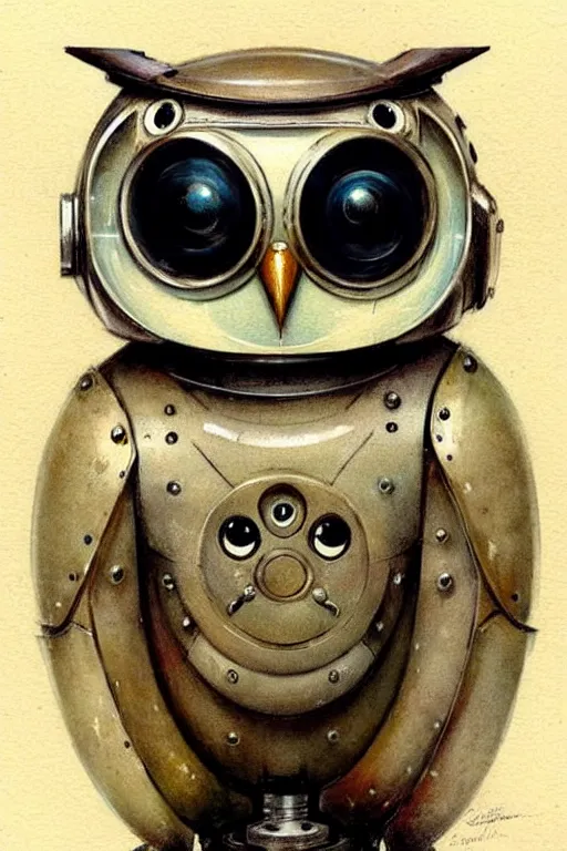 Prompt: (((((1950s robot owl . muted colors.))))) by Jean-Baptiste Monge !!!!!!!!!!!!!!!!!!!!!!!!!!!