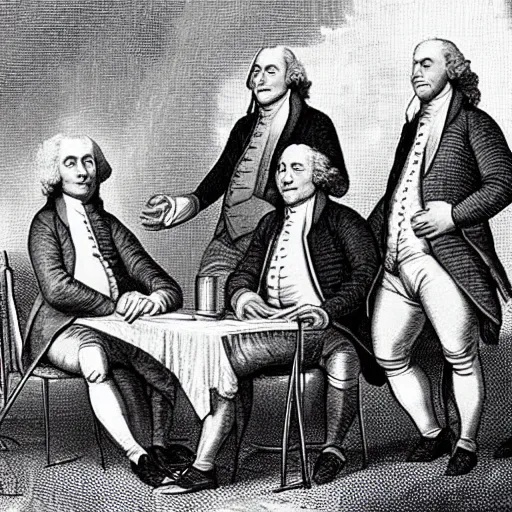 Prompt: the founding fathers on a rollercoaster