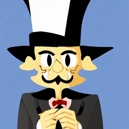 Prompt: cartoon vampire look mister jack wearing high hat and monocle
