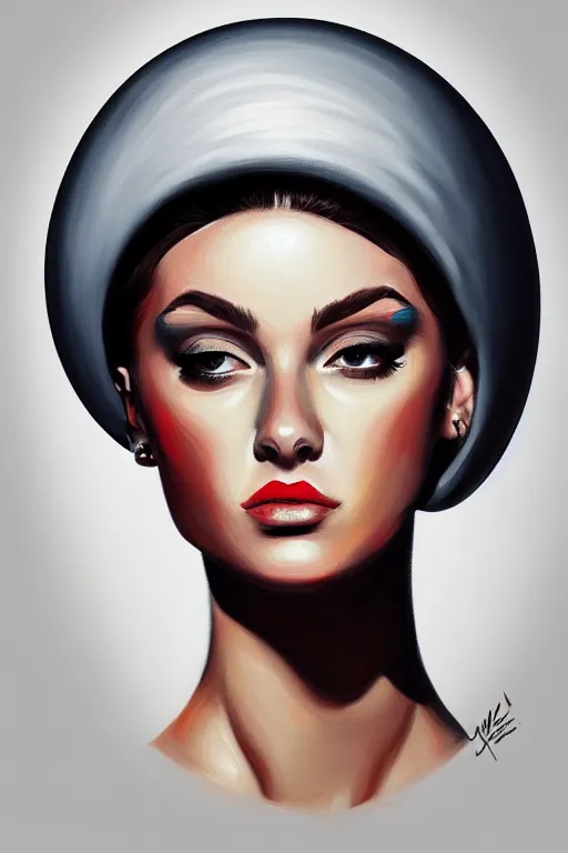 Image similar to a ultradetailed painting of a stylish woman, her head is a bomb, trending on artstation