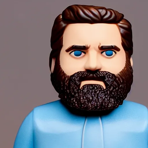 Image similar to zach galifianakis funko pop with short hair and gray beard